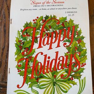 Vintage Hallmark "Signs Of The Season" Press-Out Decorations 5 Designs Made In U